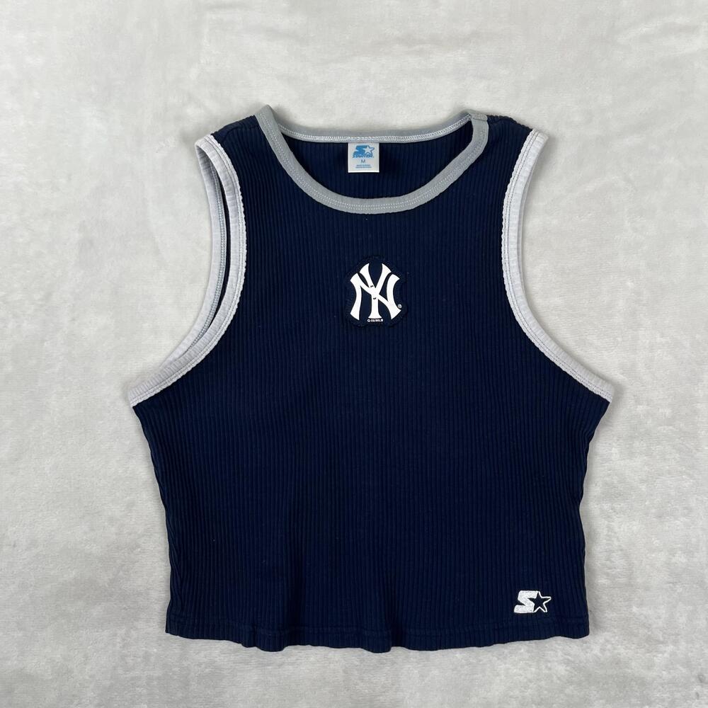 New York Yankees Shirt Women's Medium Blue MLB Baseball Starter Ribbed Tank